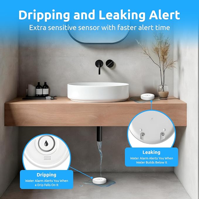 Drip Defender Pro Water Sensor WiFi Water Leak Detector for Home 100dB
