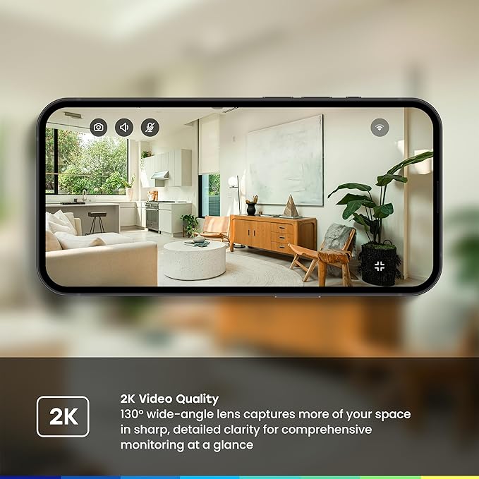 myQ Indoor Plug-in Security Camera Gen 2 – 2K Smart Wi-Fi Camera with Night Vision, Baby and Pet Monitor, Motion Detection and Alerts, 2-Way Audio & App Control, 2 Pack