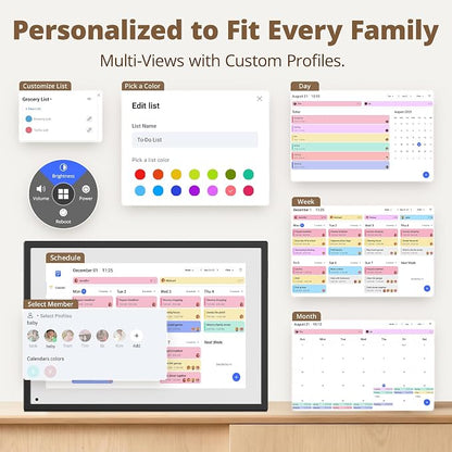 Digital Calendar Touch Screen 10 Inch, Electronic Calendar Chore Chart with 1080P Interactive Touchscreen for Family Monthly/Weekly/Daily Planner, Smart Calendar with Desk Mount - Black