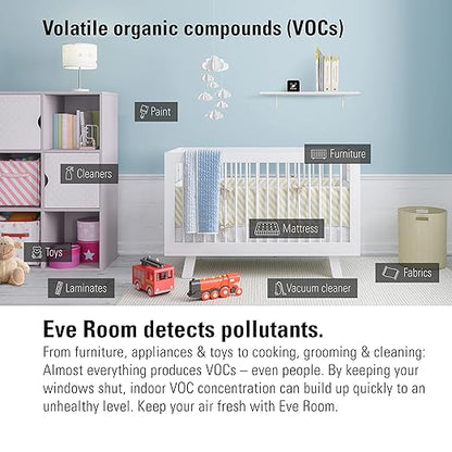 Eve Room - Indoor air Quality Sensor to Monitor air Quality (VOC), Temperature & Humidity, Apple HomeKit Technology, Bluetooth and Thread