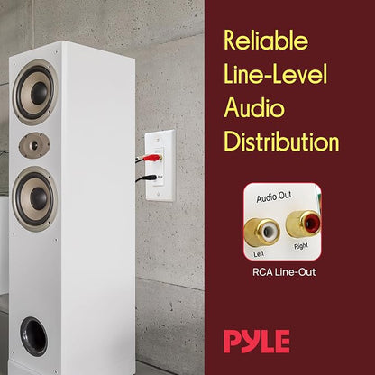 Pyle Bluetooth Receiver Wall Mount - In-Wall Audio Control Receiver w/ Dual USB Charging Port, 3.5mm AUX Input for Sound Systems - For Home Theater Entertainment - Includes DC Power Adaptor - PWPBT67
