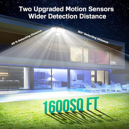 LYWALT Solar Lights Outdoor - 3000LM 188 LED Motion Sensor Outdoor Lights, 4 Heads IP65 Waterproof Powered Security Flood Lights, 270°Wide Lighting Angle Wall Light with Sensors for Backyard (4 Pack)