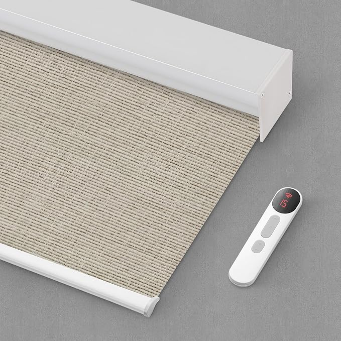 Bringnox Motorized Blinds with Remote,100% Blackout Smart Roller Blinds Compatible with Apple Homekit Google Home and Alexa Via HUB,and Customized (Safari Biscuit-20)