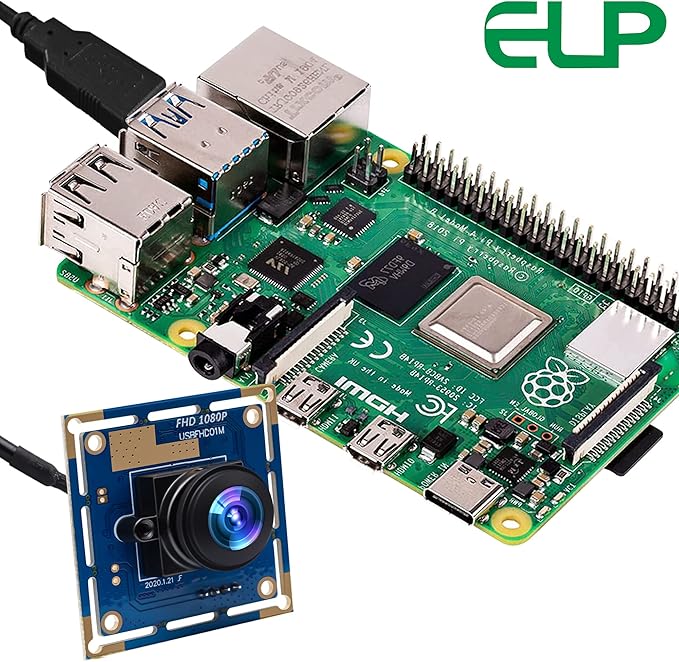 ELP 16mp Wide Angle USB Camera for Computer 180degree Fisheye Lens Webcam Board Mini UVC USB2.0 4K Video Lightburn Camera Module,with 3.3ft/1m Cable for Laptop, PC, Raspberry Pi, Jetson Nano