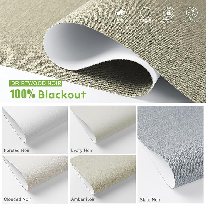 Motorized Blinds with Remote，100% Blackout Smart Blinds Motorized Roller Shades Compatible with Alexa Automatic Blinds for Windows Electric Window Blinds Customized Size Driftwood Noir