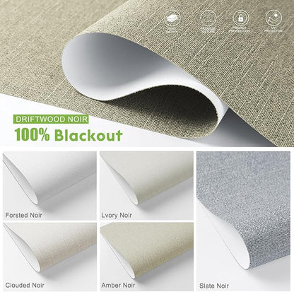 Motorized Blinds with Remote，100% Blackout Smart Blinds Motorized Roller Shades Compatible with Alexa Automatic Blinds for Windows Electric Window Blinds Customized Size Driftwood Noir