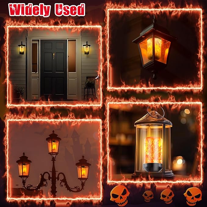 VIHOSE Upgraded Dusk to Dawn LED Flame Light Bulbs Outdoor,E26 Flickering Light Bulbs with Upside Down Effect, Fire Bulb for Christmas Halloween Patio Porch Outdoor Decor, 25, 000 Hours, 2 Pack