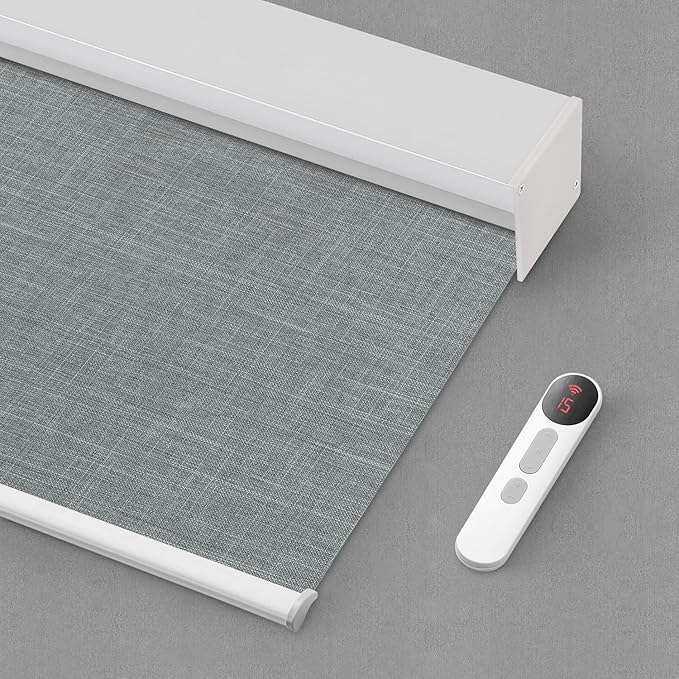 Bringnox Motorized Blinds with Remote,100% Blackout Smart Roller Blinds Compatible with Google Home and Alexa Via HUB,and Motorized Window Blinds Customized