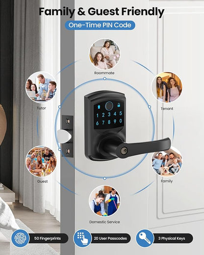 Smart Fingerprint Keyless Keypad Door Lock with Handle Biometrics Deadbolts