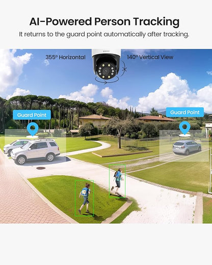 ZOSI C298 4MP PT Camera Outdoor, Dual-Lens (2 x 2MP) Wired WiFi Camera