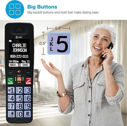 AT&T DECT 6.0 Additional Handset for BL108 Series, No Phone Jack Needed, Smart Call Blocker, Bluetooth Connect to Cell, Caller ID Announce | BL108-0