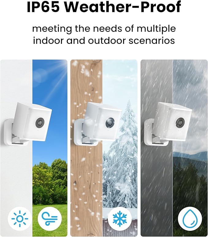 Aurumbach 2.5K Smart Security Camera with Color Night Vision, IP65 Waterproof Wired 4MP Indoor Video Camera, 2-Way Audio, Compatible with Alexa, Google Assistant White