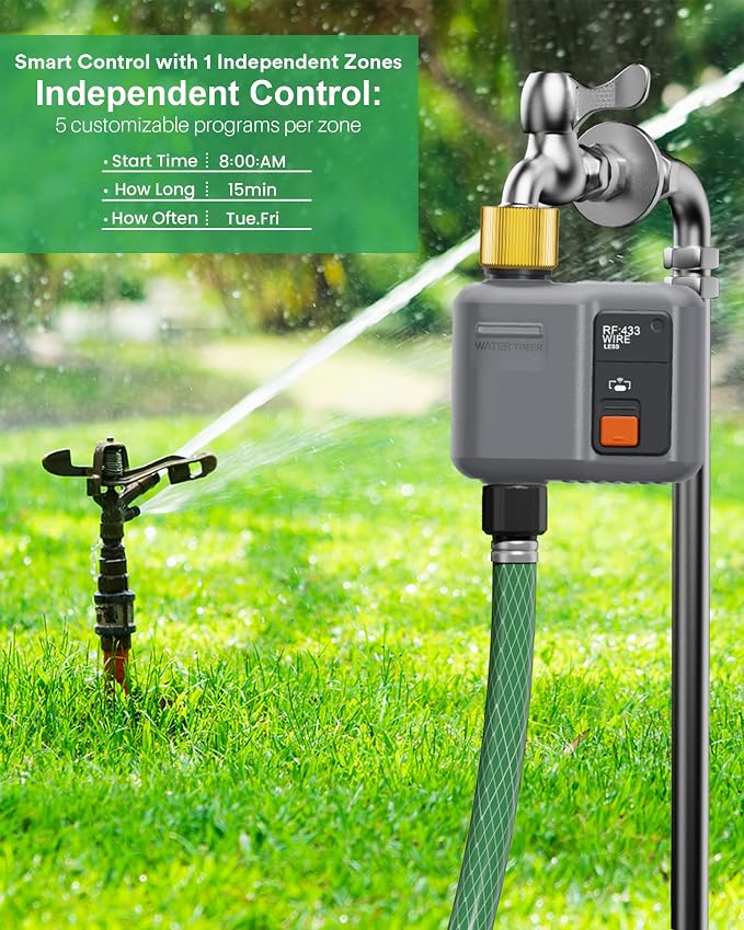 WiFi Water Timer for Garden Hose(2 Valves+1 WiFi Hub)，WiFi Hose Timer
