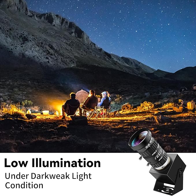 4K USB Webcam 1080P@120fps High Speed Camera With CS-Mount 5-50mm 10X Telephoto Zoom Manual Lens 12MP Close-Up Capability OpenCV Compatible Plug-and-Play for Live Streaming,Industrial Projects
