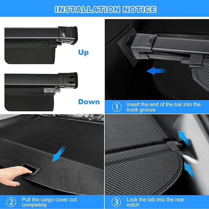 AUXKO Retractable Cargo Cover for Toyota RAV4 2025-2019, Cargo Trunk Cover Luggage Security Shade Cover for 2025 2024 2023 Toyota RAV4 Shielding Shade Anti-Peeping Luggage Privacy Screen, Carbon Fiber