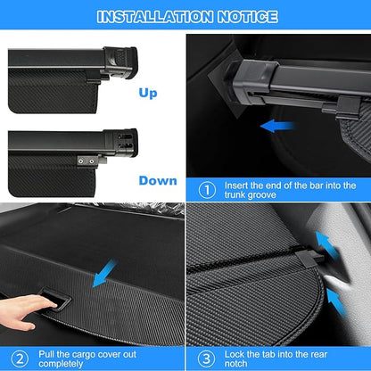 AUXKO Retractable Cargo Cover for Toyota RAV4 2025-2019, Cargo Trunk Cover Luggage Security Shade Cover for 2025 2024 2023 Toyota RAV4 Shielding Shade Anti-Peeping Luggage Privacy Screen, Carbon Fiber