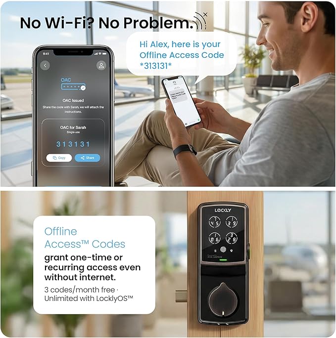 Lockly Secure Plus, Keyless Entry Door Lock, Smart Locks for Front Door, Smart Lock Deadbolt, PIN Genie® Keypad, 3D Biometric Fingerprint Sensor, Auto Lock Smart Door Lock
