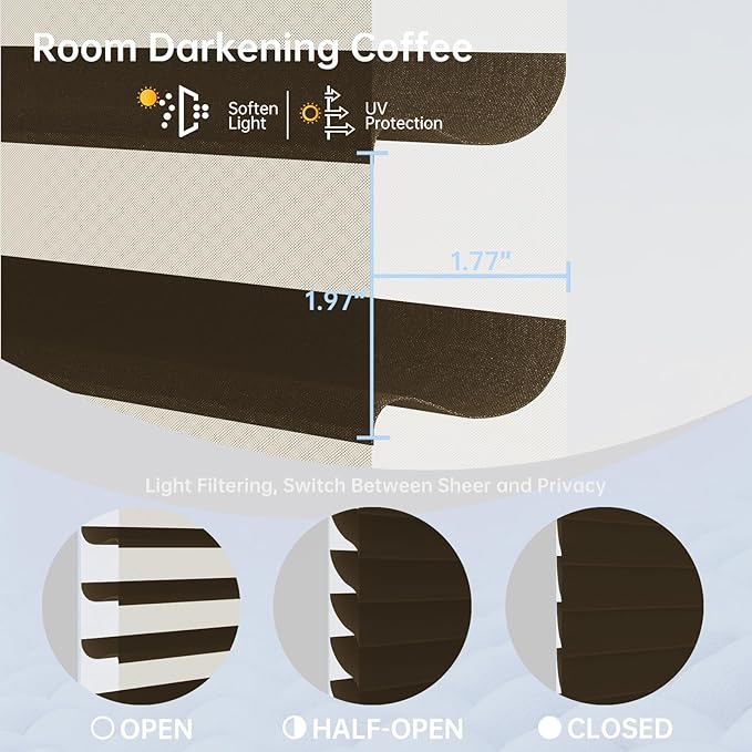Motorized Sheer Shades with Remote, Automatic Dual-Layered Shades for Windows, Smart Light Filtering Blinds Compatible with Alexa, Custom Size (Room Darkening Coffee)