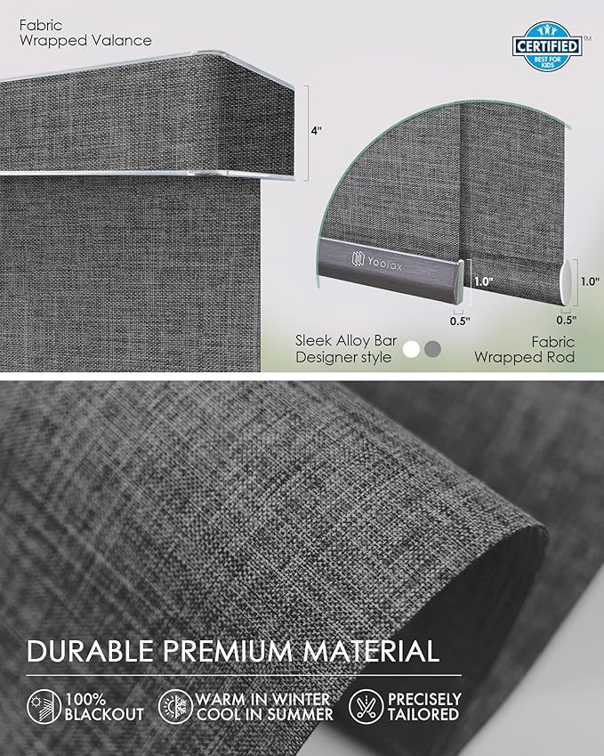 Yoolax Custom XL Smart Sliding Door Blinds, Motorized Sliding Panel Blinds Compatible with Alexa, Fabric Blackout Vertical Rechargeable Battery Shades for Glass Doors(Fabric-Dark Grey)
