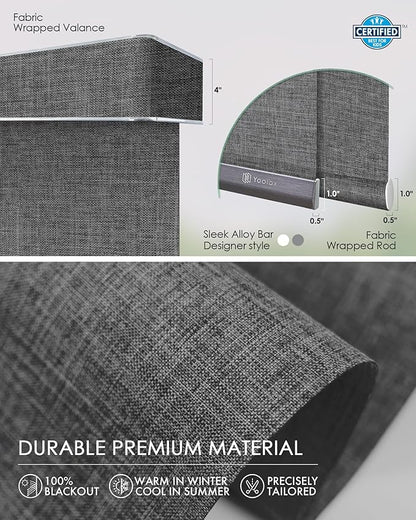 Yoolax Custom XL Smart Sliding Door Blinds, Motorized Sliding Panel Blinds Compatible with Alexa, Fabric Blackout Vertical Rechargeable Battery Shades for Glass Doors(Fabric-Dark Grey)