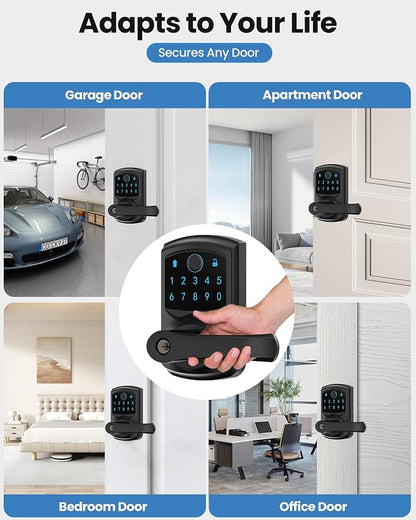 Smart Fingerprint Keyless Keypad Door Lock with Handle Biometrics Deadbolts