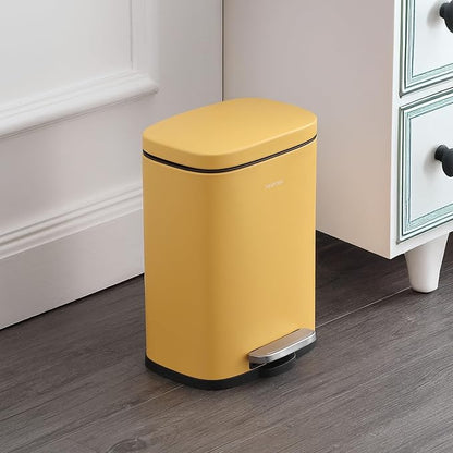 happimess HPM1006L Connor Rectangular 13-Gallon Trash Can with Soft-Close Lid and Free Mini Trash Can, Fingerprint Resistant, Modern, Minimalistic for Home, Kitchen, Office, Bathroom, Daffodil Yellow