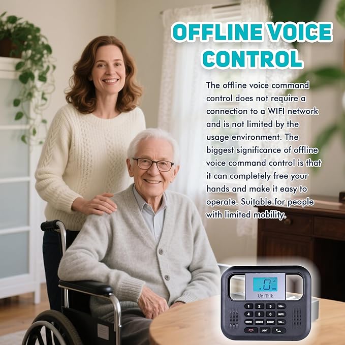 Wireless Intercoms for Home & Office, Two-Way Real-time Full-Duplex Voice System with Offline Voice Control,Group Call & Monitor Function, Clear Sound, Long Range Up to 1/4 Mile (UT-001-1F1P)