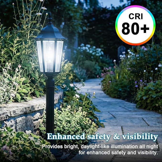 E12 Dusk to Dawn Light Bulbs, C35 B11 5W 60W Equivalent 500LM 5000K Daylight Photocell Sensor Filament Candelabra Bulbs, Auto ON/Off Edison Bulbs for Outdoor Garage, Porch, 6 Pack