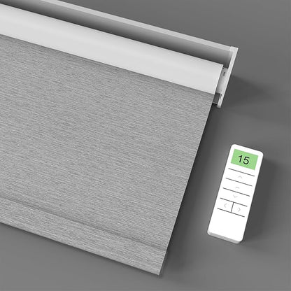 Motorized Blinds with Remote Control, Smart Blackout Automatic Blinds Work with Homekit Alexa Google Home, Rechargeable Electric Window Roller Shades with Valance, Customized Size (Texture Grey)