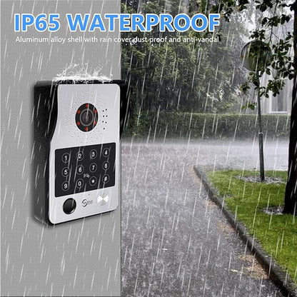 7-Inch Smart Video Intercom System,1080P HD Wired Doorbell with Touchscreen Monitor,Fingerprint, RFID & PIN Unlock,Tuya Smart App Control,Ideal for Homes, Villas & Apartments (2 doorbell + 1 Monitor)