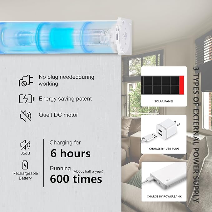 Bringnox Motorized Blinds with Remote,100% Blackout Smart Roller Blinds Compatible with Apple Homekit Google Home and Alexa Via HUB,and Customized