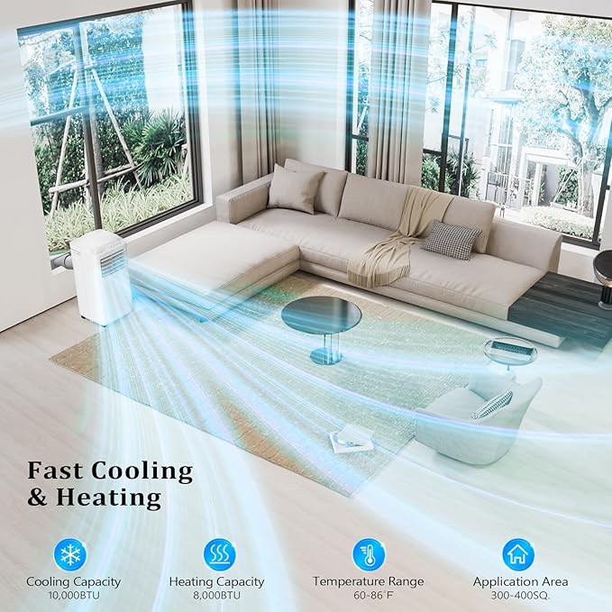 ROVSUN WiFi Enabled Smart 10000 BTU Portable Air Conditioner with Heat, 4-in-1 Cooler, Heater, Dehumidifier & Fan, Room Mobile AC Unit with Remote & APP Control, Rolling Wheels & Installation Kit