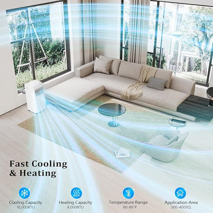 ROVSUN WiFi Enabled Smart 10000 BTU Portable Air Conditioner with Heat, 4-in-1 Cooler, Heater, Dehumidifier & Fan, Room Mobile AC Unit with Remote & APP Control, Rolling Wheels & Installation Kit
