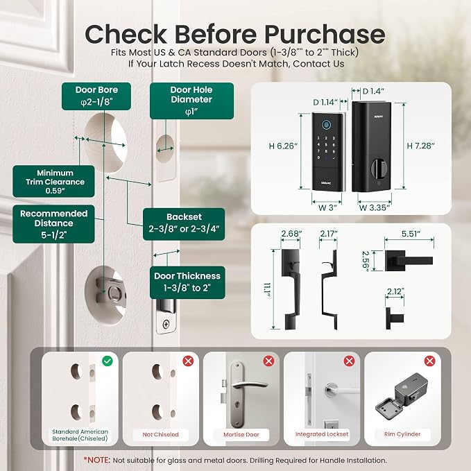 DESLOC Fingerprint Smart Lock with Handle, 16 Month Last, Built-in WiFi