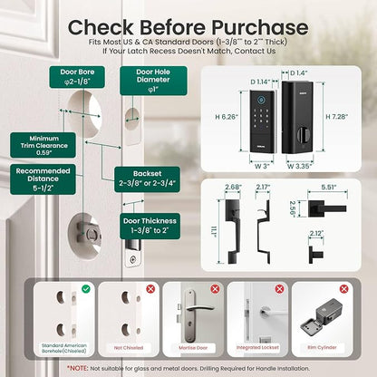 DESLOC Fingerprint Smart Lock with Handle, 16 Month Last, Built-in WiFi