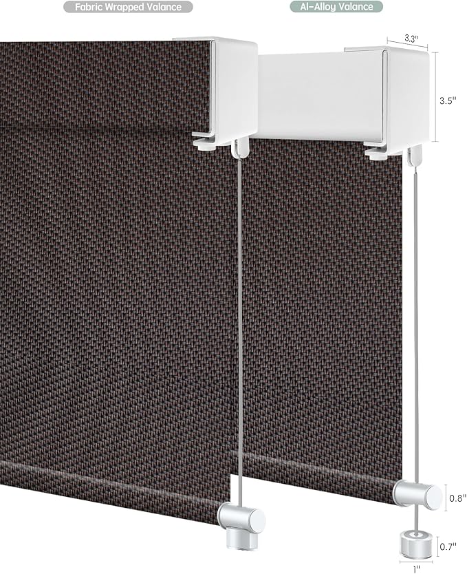 Yoolax Customized Motorized Outdoor Shades, Smart Blinds Compatible with Alexa Google, Remote Control Waterproof Blinds for Patio Porch Windows Outside (1% Openness Rich Chocolate Lover)