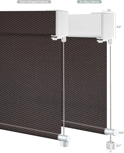 Yoolax Customized Motorized Outdoor Shades, Smart Blinds Compatible with Alexa Google, Remote Control Waterproof Blinds for Patio Porch Windows Outside (1% Openness Rich Chocolate Lover)