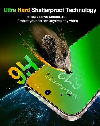 For iPhone 17 Privacy Screen Protector [Auto Dust Install] 6.3 inch Tempered Glass Full Coverage Anti-Blue Light Anti Spy No-Bubble Gradient Green Easy Installation[HD Clarity]