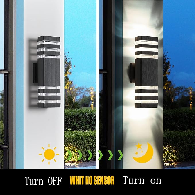 2 Pack LED Up and Down Lights, Outdoor Light Fixture, Exterior Lights for House, GU10 Bulbs 14W IP65 3000K 1200LM Warm White, Square Outdoor Sconce for Front Porch, Patio, Garage
