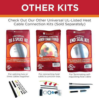 Radiant Solutions Company UL Listed Universal Power Connection Kit - Plug-Into 10-13mm Self-Regulating Heat Cable Or Heat Tape with Ground Fault Protected Plug - Gutter & Roofing Protection