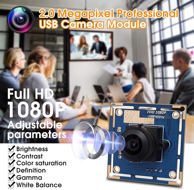 SVPRO 1080P USB Camera Module, Fisheye Wide Angle, UVC Webcam Board 1080P/30fps, 480P/100fps,Computer Machine Vision Industrial Camera for Android Linux Windows Mac OS