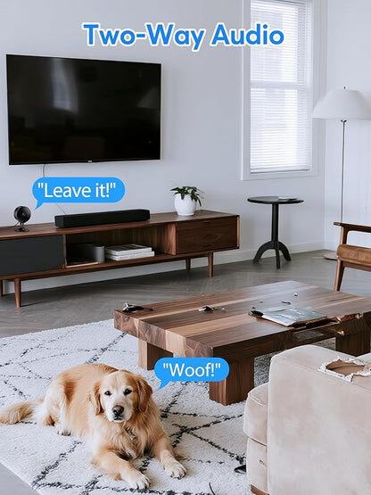 Indoor Security Camera 2K 3MP, Motion & Sound Detection, Real-Time Alerts, Two-Way Audio, Works with Alexa & Google Assistant, Home Security Camera with 256GB SD & Cloud Storage, Black, 2.4GHz