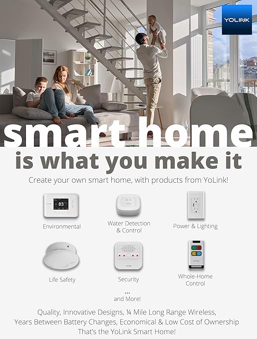 YoLink Super Long Range Smart Relay - Compatible with Alexa, Google, and IFTTT - Max. 5 Amps - Hub Included