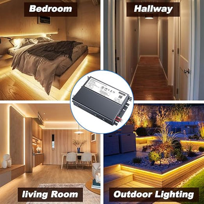 Dimmable LED Driver 192W 24V for Lutron & Leviton Dimmer, Triac/ELV/MLV AC to DC Power Supply Transformer for LED Strip Light Dimmable, Constant Voltage Projects, UL&FCC-Listed, Class 2