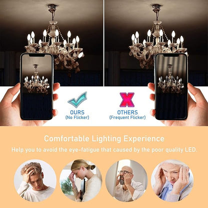 Cotanic Dimmable E12 LED Candelabra Bulb 4000K Daylight, Ceiling Fan Light Bulbs Small Base,60W Equivalent,Type B Bulb for Chandelier,Vintage B11 LED Candle Shape with Clear Glass,600LM,8 Pack