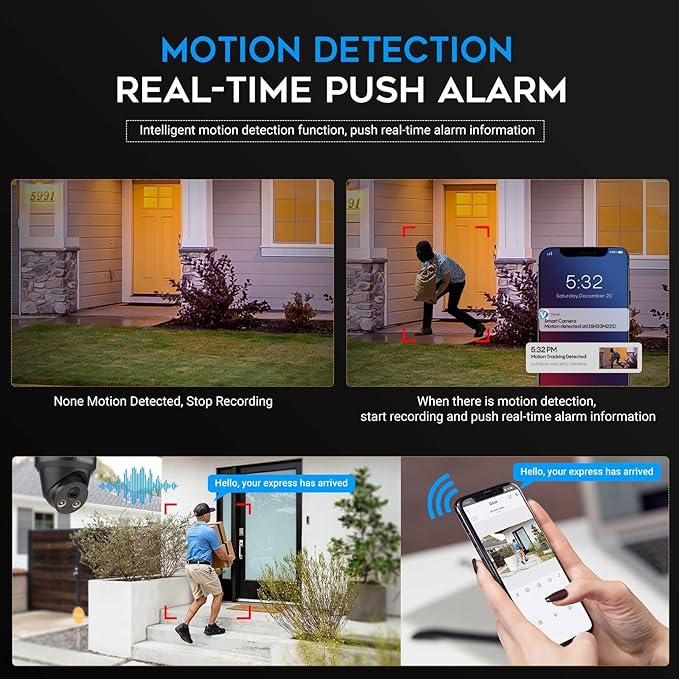 VIKYLIN 8MP Full Color IP PoE AI Turret Camera(Black),F1.0 Aperture 98ft Color Night Vision,Built-in Mic,Human/Vehicle Detection,2.8mm Lens,IP67 4K Security IP Camera
