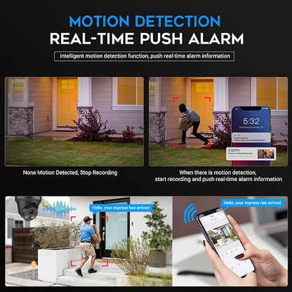 VIKYLIN 8MP Full Color IP PoE AI Turret Camera(Black),F1.0 Aperture 98ft Color Night Vision,Built-in Mic,Human/Vehicle Detection,2.8mm Lens,IP67 4K Security IP Camera