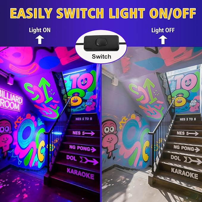 T-SUN 2 Pack 100W LED Black Lights, Blacklight Flood Light with Plug, Halloween Blacklight Outdoor, IP66 Waterproof Flood Light for Glow Party, Body Paint, Fluorescent Poster, Stage, Neon Glow