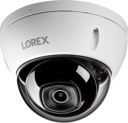 Lorex 4K IP Wired Dome Security Camera | Listen-in Audio | IK10 Vandal Proof Rating | Person and Vehicle Detection | Color Night Vision | IP67 Weatherproof | White