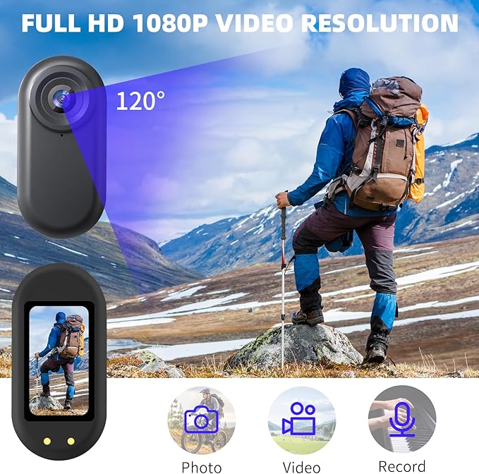 Mini Body Camera 1080P,128G Wearable Action Cam with Magnetic Charging Case, Thumb Size POV Camera, Premium Portable Camcorder Mount Anywhere for Work, Outdoors Activities, Pet